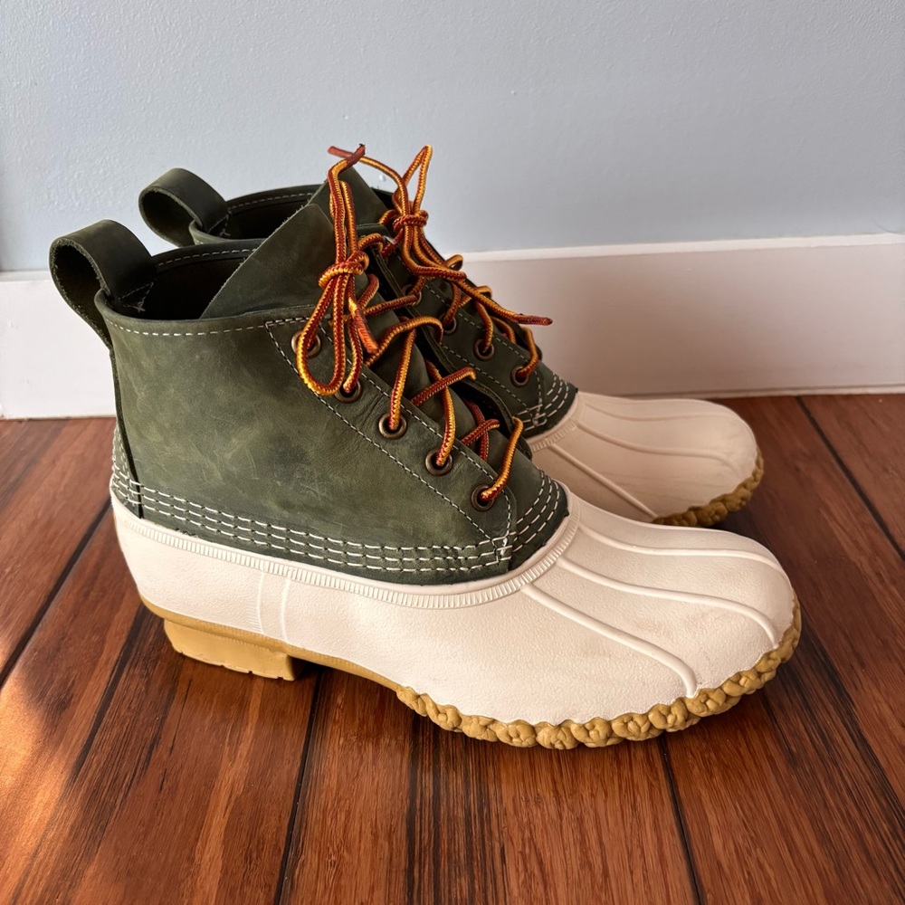 Stylish Green and Cream Women's Boots